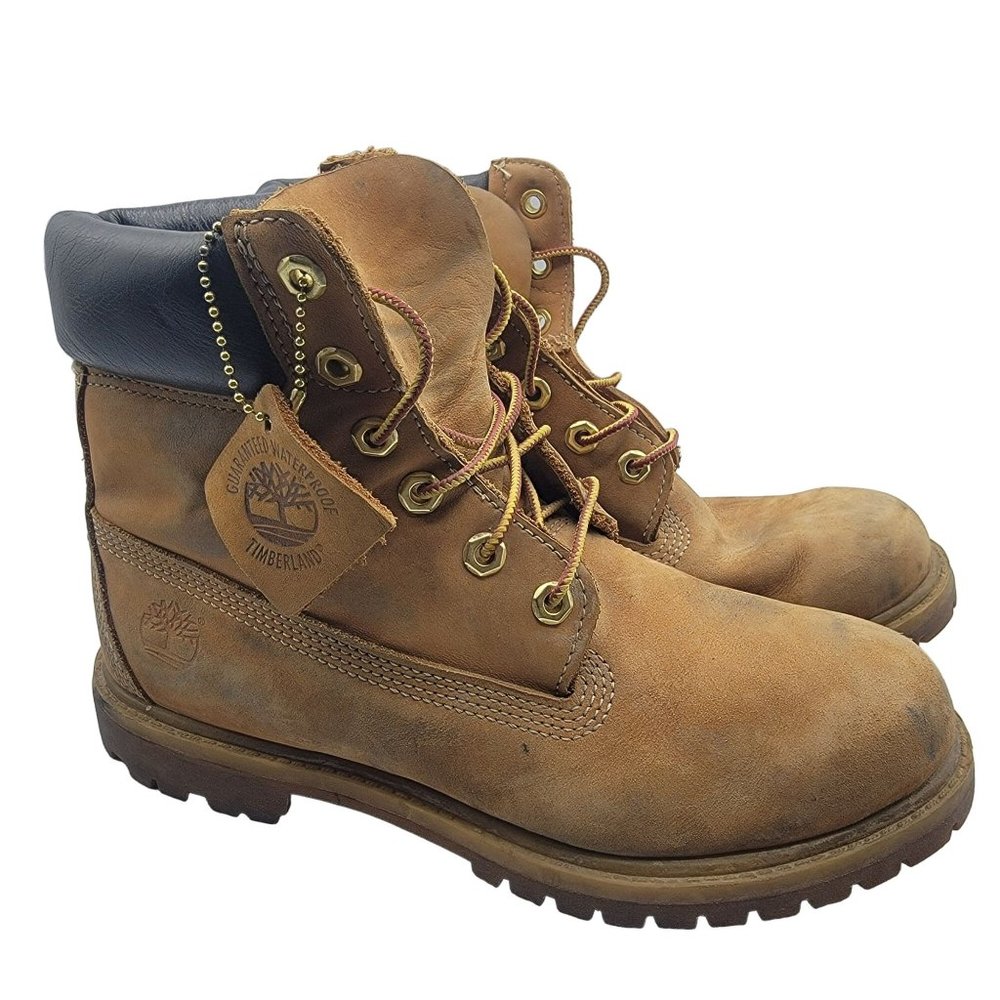Timberland 6 Inch Womens Size 8M Wheat Nubuck Premium Waterproof Boots 10361